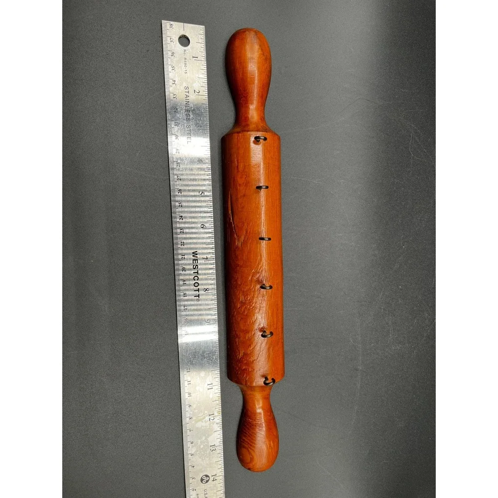 Vintage Wooden Hanging Kitchen Utensil Set Rolling Pin Meat Mallet‎ 6 Pc.